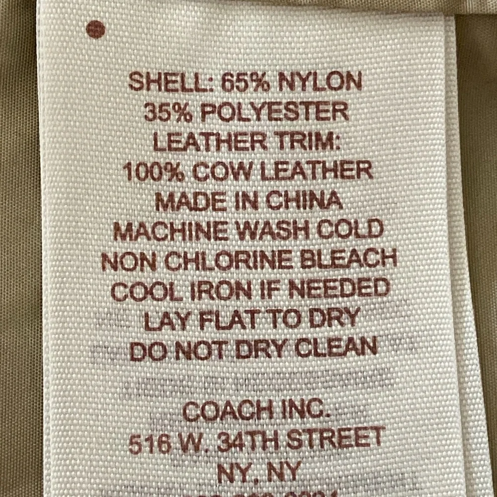 Coach Tan Lightweight Drawstring Waist WIndbreaker Jacket Women's Large Utility